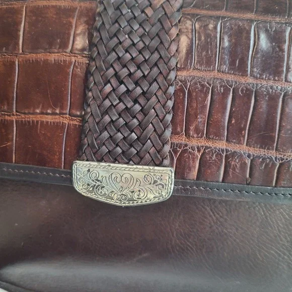 Brighton Vintage‎ Crossbody  Brown Leather Bag/Purse Croc Embossed Hang Tag - Picture 4 of 10